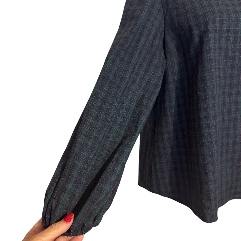 NWT She + Sky Green Plaid Blouse #FALL2025   MEDIUM/LARGE   #@ - Picture 4 of 11